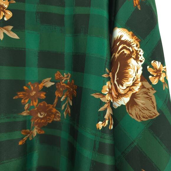 Modcloth Whimsy Retro-Chic Flowy A-Line Regal Floral Over Green Buffalo Check S - Picture 4 of 14